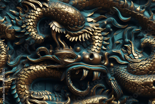 Wooden baroque dragon ornam...