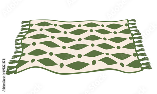 picnic rug with pattern and fringed edges