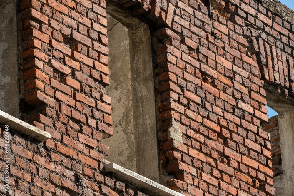 Naklejka premium old brick wall with windows