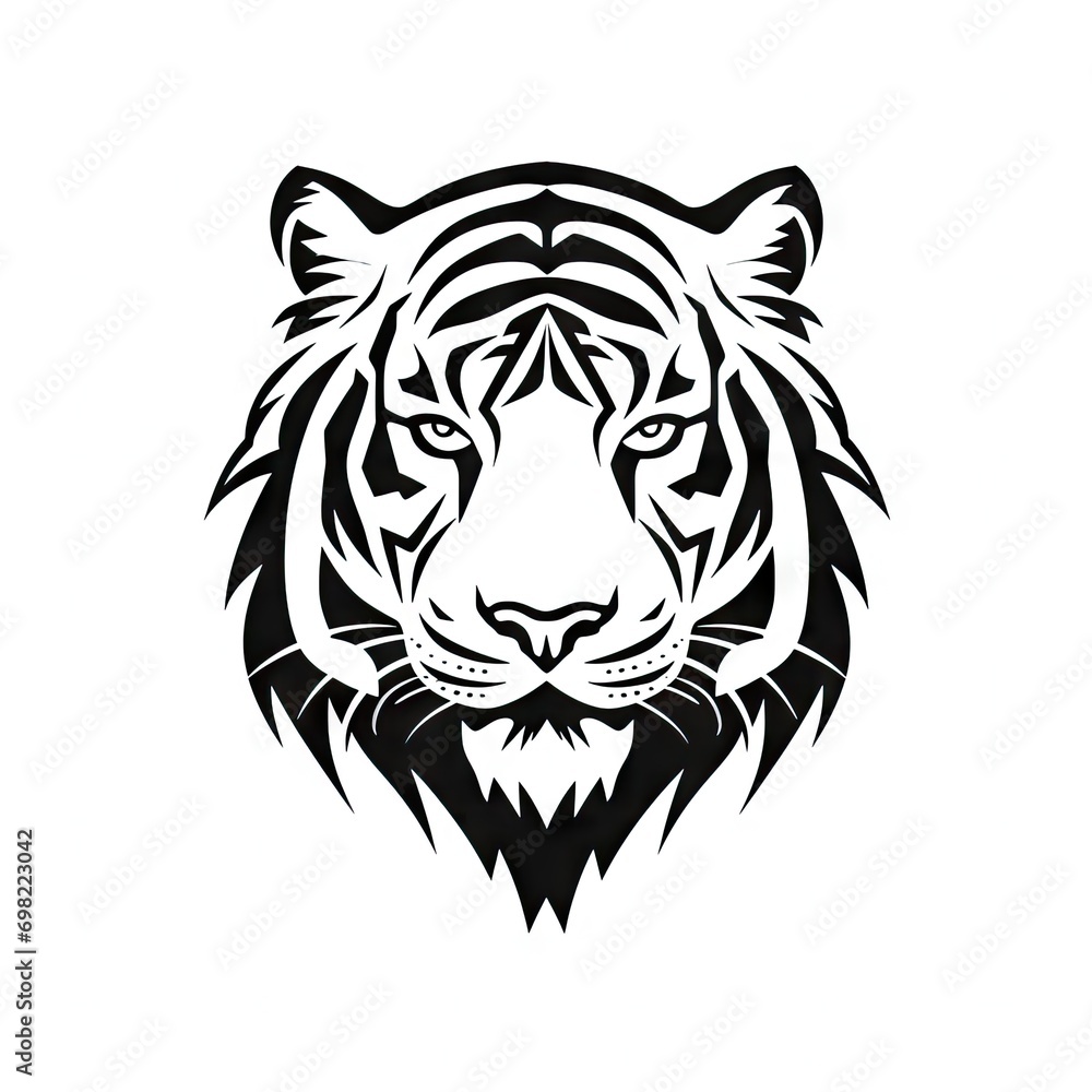 Tiger face on white background AI generative illustration Tiger face on white background AI generative illustration