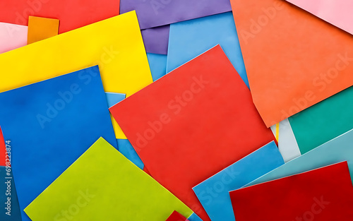 Abstract background of a pile of colorful origami paper sheets