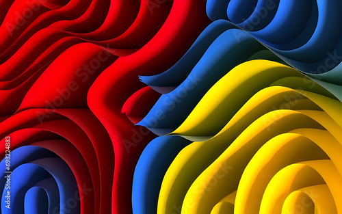 Yellow red and blue abstract 3d colored paper background