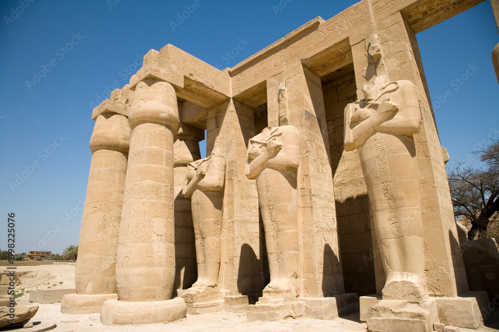 Egypt Luxor Ramesseo temple on a sunny autumn day
