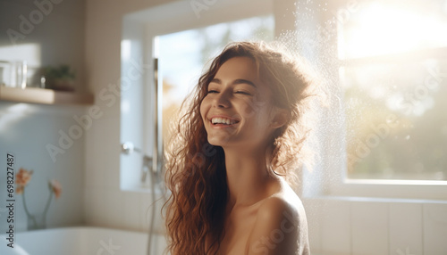 woman smiling in bathroom