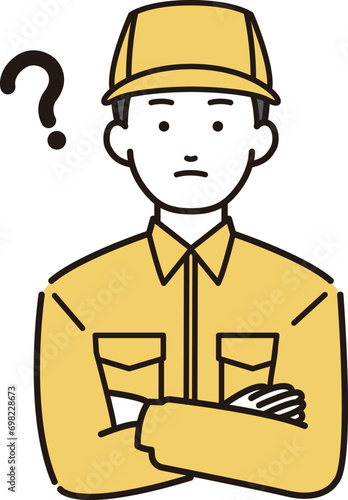 シンプルな人物イラスト腕組み作業着