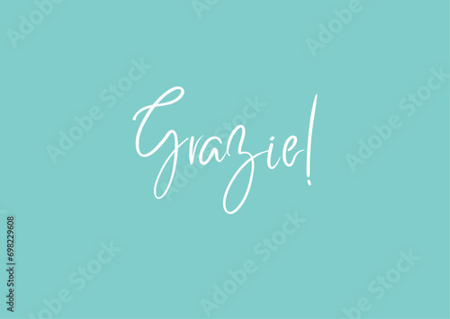 Grazie!_cartolina su sfondo color turchese