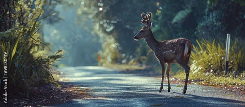 Wildlife indication in park road. © AkuAku