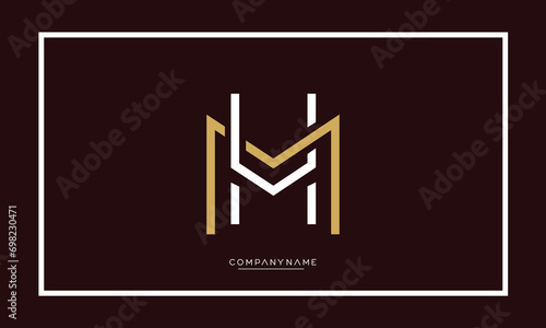 MH or HM Alphabet letters logo monogram
