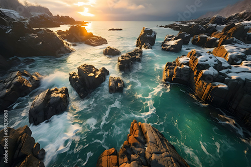 frozen sea coast and snow c...