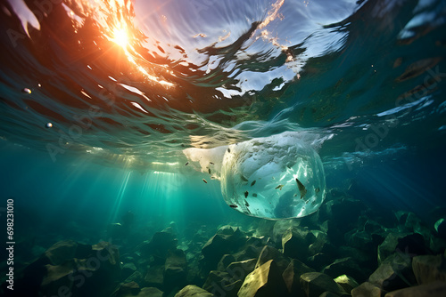 Blue underwater background sea and ocean marine life photo