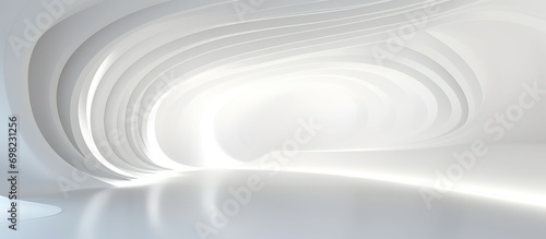 3D geometric abstract wave futuristic light white background. 3d tunnel background. Halway background. alleyway background. photo