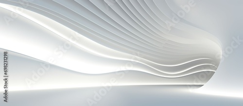 Fototapeta Naklejka Na Ścianę i Meble -  3D geometric abstract wave futuristic light white background. 3d tunnel background. Halway background. alleyway background.