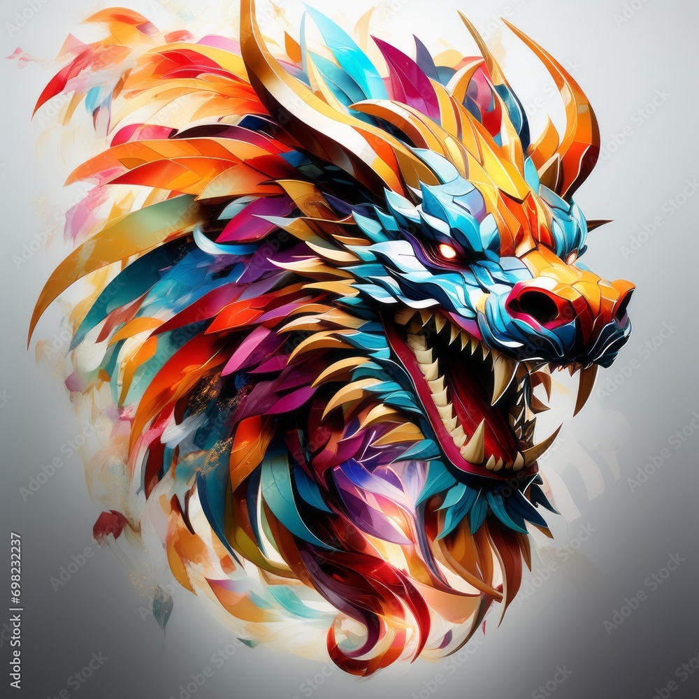 chinese dragon head isolated created with generative AI software chinese dragon head isolated created with generative AI software