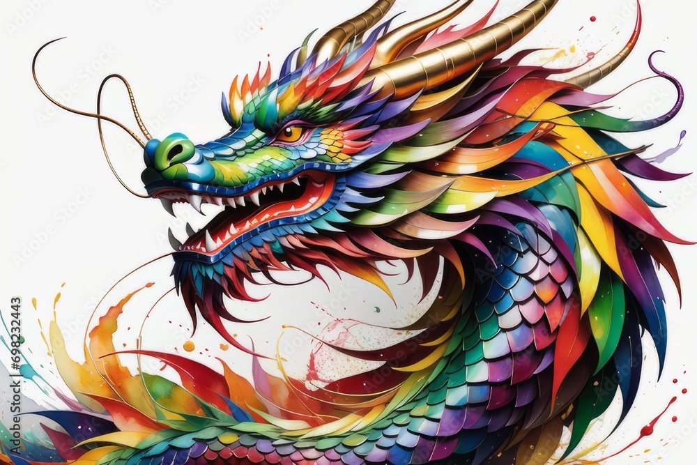 chinese dragon head isolated created with generative AI software chinese dragon head isolated created with generative AI software