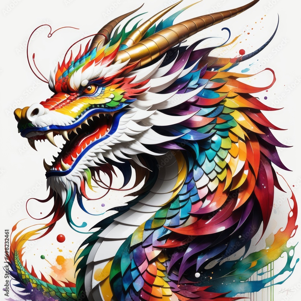 chinese dragon head isolated created with generative AI software chinese dragon head isolated created with generative AI software