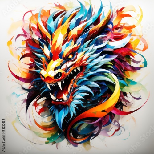 chinese dragon head isolated created with generative AI software © valentina