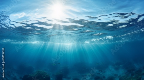 underwater scene with sun rays and sun © Lasaad