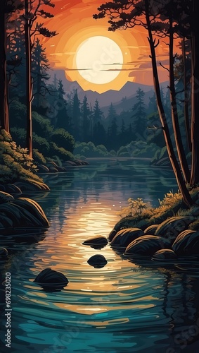 Reflection of moonlight in a stream