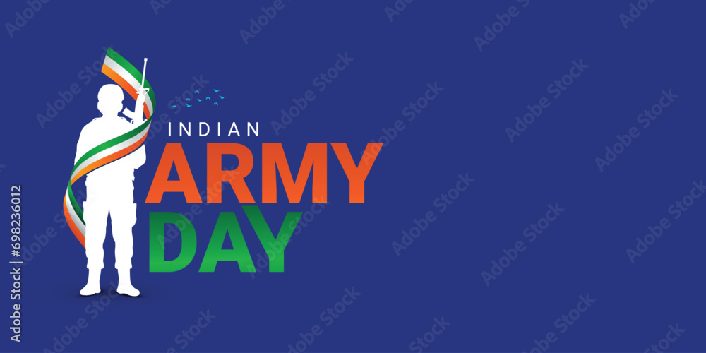Vector illustration of Indian Army Day, celebrating the victory of the Indian Army on Republic Day Independence Day. Amar Jawan Jyoti. Kargil Victory Day. Indian Army Martyrs Day editable design