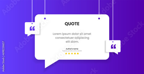 3D bubble testimonial banner, quote, infographic. Social media post template designs for quotes. Empty speech bubbles, quote bubbles and text box. Vector Illustration EPS10.