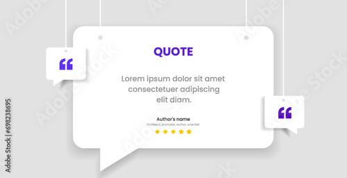 3D bubble testimonial banner, quote, infographic. Social media post template designs for quotes. Empty speech bubbles, quote bubbles and text box. Vector Illustration EPS10.