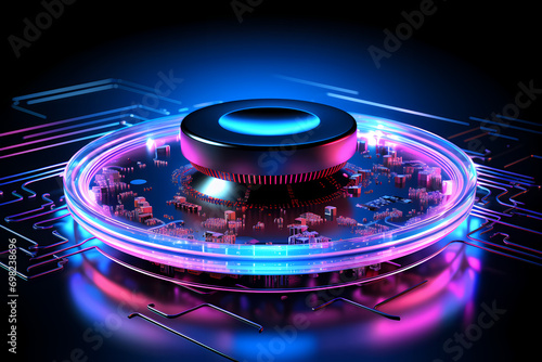 Blue hologram portal. Magic...