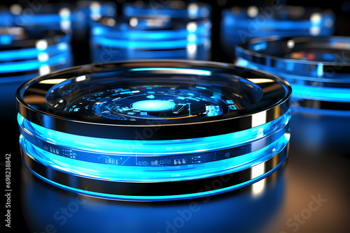 Blue hologram portal. Magic...