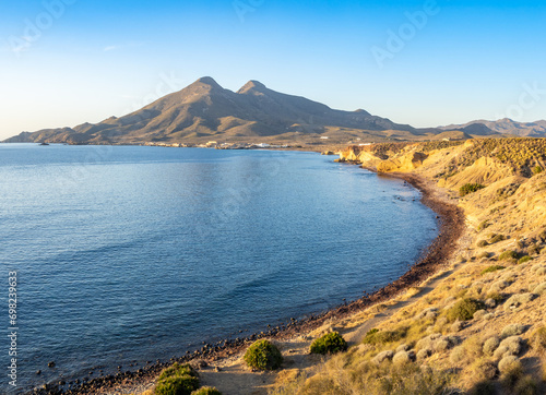 Views of the coast from La isleta del moro village in Cabo de Gata, Spain