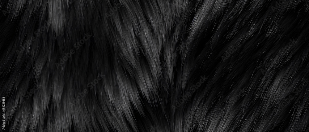 Naklejka premium Long black fur. Seamless background or texture.