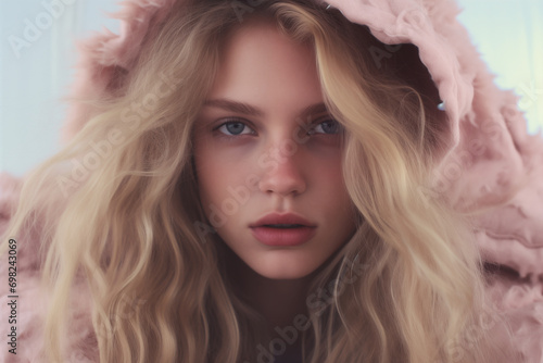 Luxury girl in a fur coat. ...