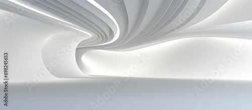 3D geometric abstract wave futuristic light white background. 3d tunnel background. Halway background. alleyway background. 