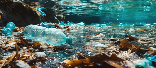 Pollution caused by plastic in the ocean.