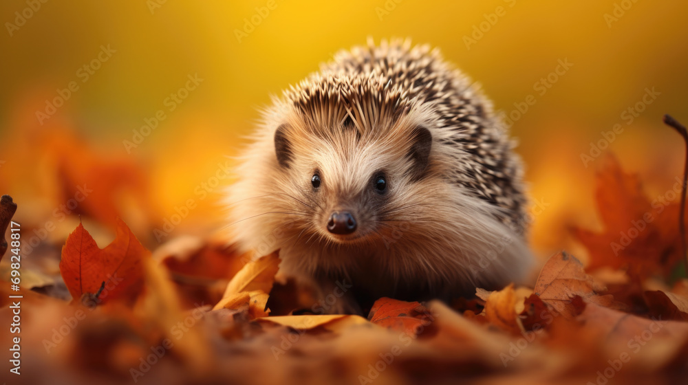 Small hedge sitting on top of pile of leaves. Can be used to depict autumn, nature, or gardening. Small hedge sitting on top of pile of leaves. Can be used to depict autumn, nature, or gardening.