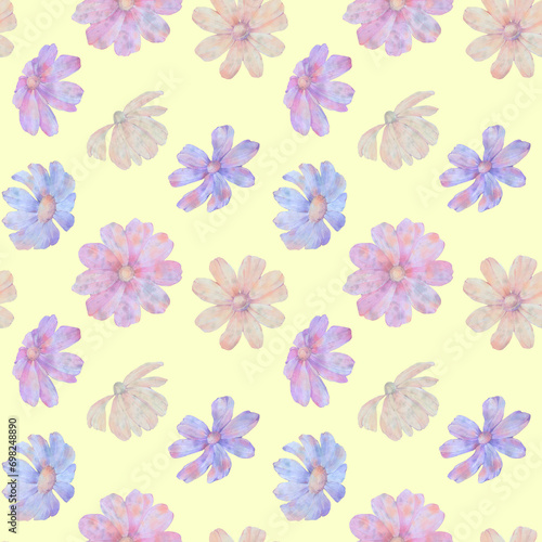 Wallpaper Mural seamless floral pattern, watercolor botanical illustration Torontodigital.ca