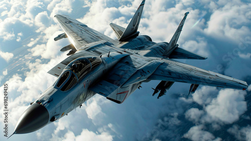 F-14 Tomcat in the air, on combat duty. Generative AI photo