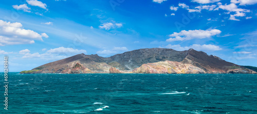 Cruising Bay of Plenty in New Zealand, White island, an active volcano. photo