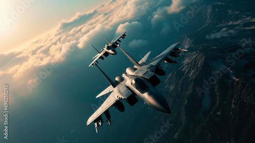 Obraz na plátně F-14 Tomcat in the air, on combat duty. Generative AI