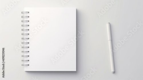 Notepad with pen placed on top of it. Suitable for office and education related projects.