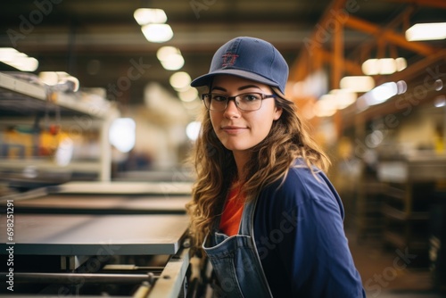 Portrait of a smiling young woman in factory © CojanAI
