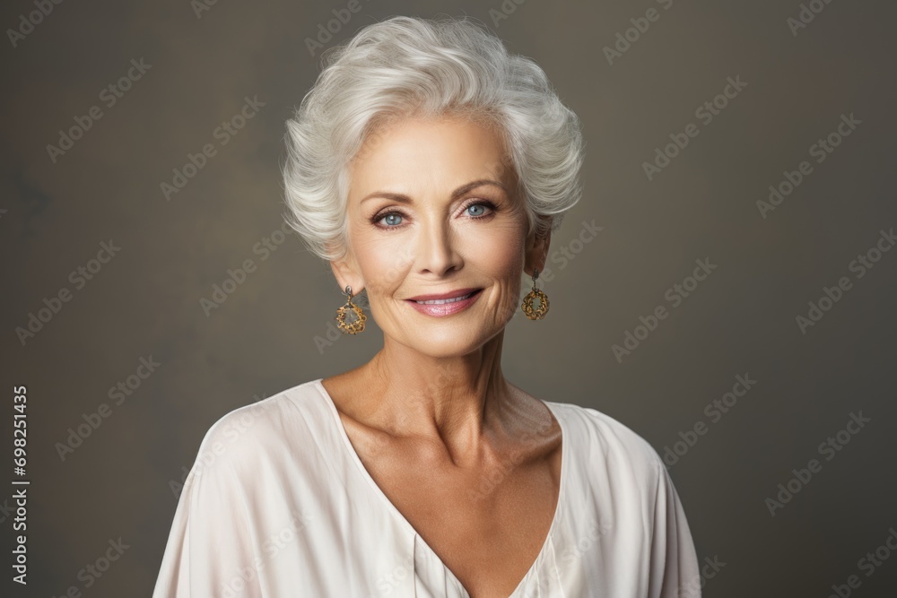 Studio portrait of a middle aged woman