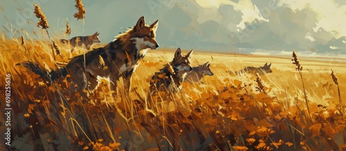 Field hunting by the Canidae family photo