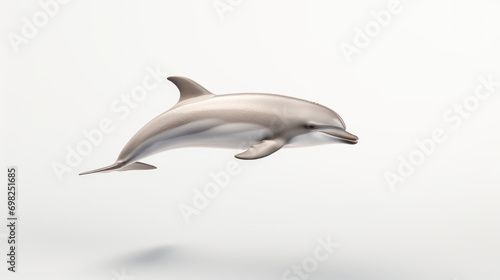 Dolphin captured mid-air while jumping. Perfect for aquatic and marine-themed projects.