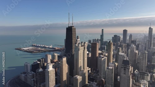 Aerial video of Chicago, Illinois, USA. City Skyline photo