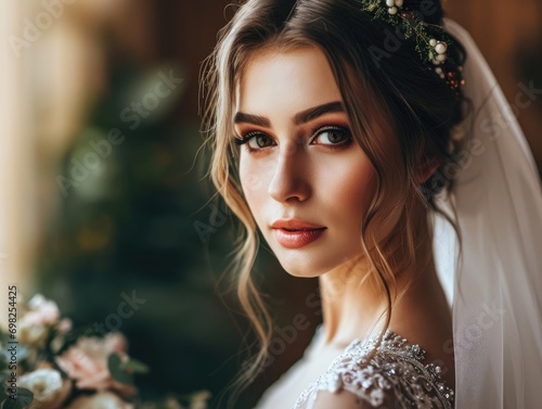 Beautiful bride closeup at wedding