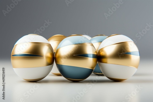 Minimalistic mockup white and gold Easter eggs on serene background