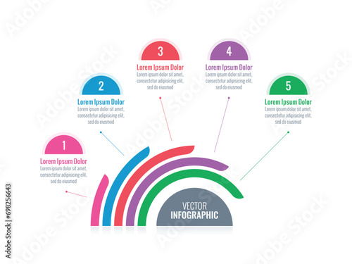 rotative and geometric infographic template. five-step information template. business infographic template