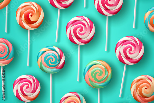 Lollipops pattern background, candy illustration