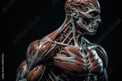 Muscle structure showcasing skeletal muscles. Generative AI photo