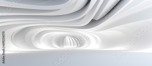 3D geometric abstract wave futuristic light white background. 3d tunnel background. Halway background.  alleyway background.  photo