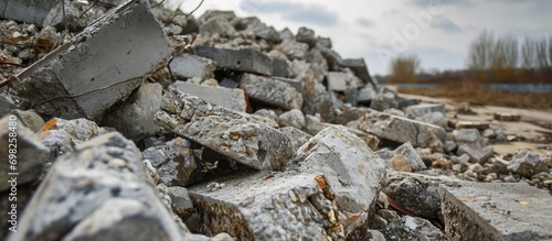 The countryside's long-lasting pile of concrete debris from road demolition.